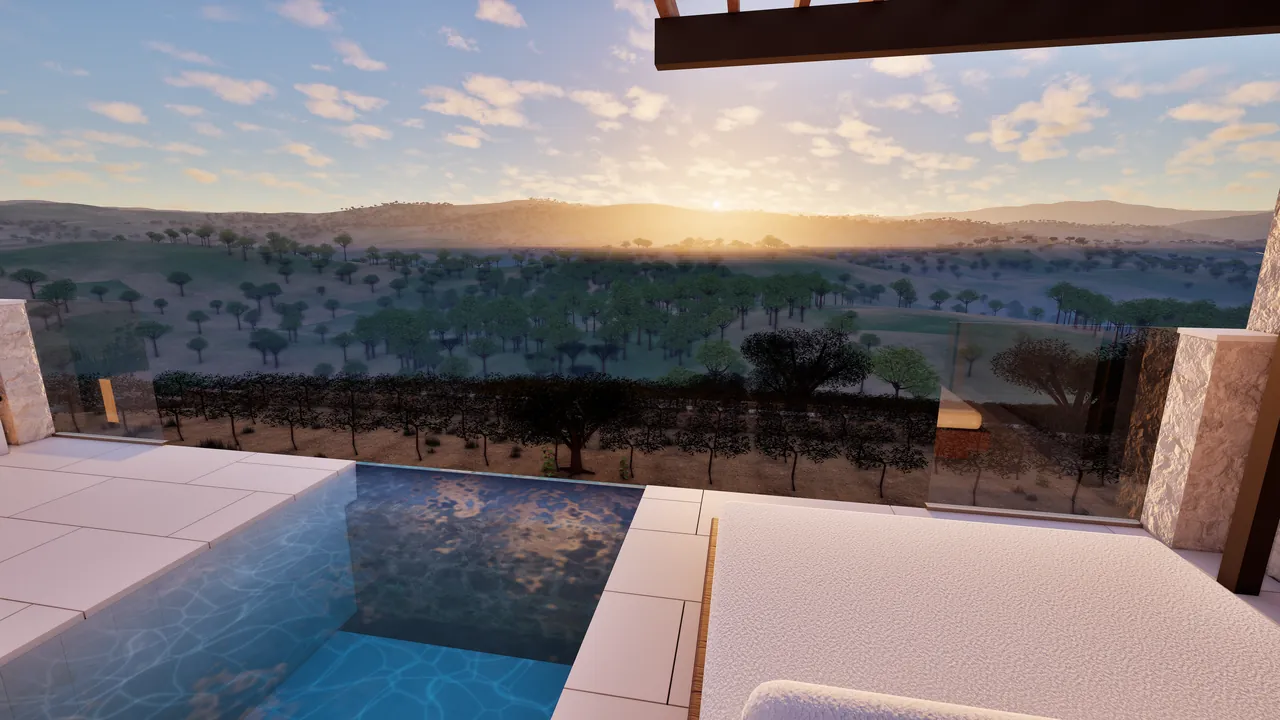 The pool, and the hills